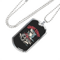 Shark Rider Biker Necklace Stainless Steel or 18k Gold Dog Tag 24"-Express Your Love Gifts