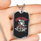 Shark Rider Biker Necklace Stainless Steel or 18k Gold Dog Tag 24"-Express Your Love Gifts