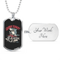 Shark Rider Biker Necklace Stainless Steel or 18k Gold Dog Tag 24"-Express Your Love Gifts