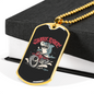 Shark Rider Biker Necklace Stainless Steel or 18k Gold Dog Tag 24"-Express Your Love Gifts