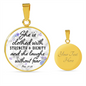 She Is Clothed Psalm 31:35 Christian Necklace Circle Pendant Stainless Steel or 18k Gold 18-22-Express Your Love Gifts
