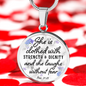 She Is Clothed Psalm 31:35 Christian Necklace Circle Pendant Stainless Steel or 18k Gold 18-22-Express Your Love Gifts