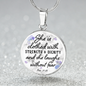She Is Clothed Psalm 31:35 Christian Necklace Circle Pendant Stainless Steel or 18k Gold 18-22-Express Your Love Gifts