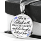 She Is Clothed Psalm 31:35 Christian Necklace Circle Pendant Stainless Steel or 18k Gold 18-22-Express Your Love Gifts