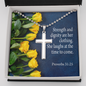 She Is Clothed With Strength Proverbs 31:25 Cross Message Card W Chain-Express Your Love Gifts