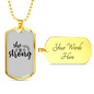 She Is Strong Christian Necklace Stainless Steel or 18k Gold Dog Tag 24" Chain-Express Your Love Gifts