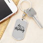 She Is Strong Keychain Stainless Steel or 18k Gold Dog Tag Keyring-Express Your Love Gifts