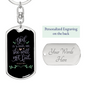 She Will Not Fail Psalm 46:5 Keychain Stainless Steel or 18k Gold Dog Tag Keyring-Express Your Love Gifts