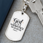 She Will Not Fall Psalm 46:5 Keychain Stainless Steel or 18k Gold Dog Tag Keyring-Express Your Love Gifts