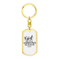 She Will Not Fall Psalm 46:5 Keychain Stainless Steel or 18k Gold Dog Tag Keyring-Express Your Love Gifts