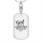 She Will Not Fall Psalm 46:5 Keychain Stainless Steel or 18k Gold Dog Tag Keyring-Express Your Love Gifts