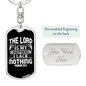 Shepherd I Lack Nothing Psalm 23:1 Keychain Stainless Steel or 18k Gold Dog Tag Keyring-Express Your Love Gifts