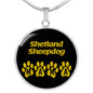 Shetland Sheepdog Mama Circle Necklace Stainless Steel or 18k Gold 18-22" Dog Owner Lover-Express Your Love Gifts