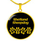 Shetland Sheepdog Mama Circle Necklace Stainless Steel or 18k Gold 18-22" Dog Owner Lover-Express Your Love Gifts