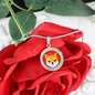 Shiba Inu (SHIB) Circle Necklace Stainless Steel or 18k Gold 18-22"-Express Your Love Gifts