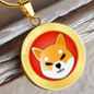 Shiba Inu (SHIB) Circle Necklace Stainless Steel or 18k Gold 18-22"-Express Your Love Gifts