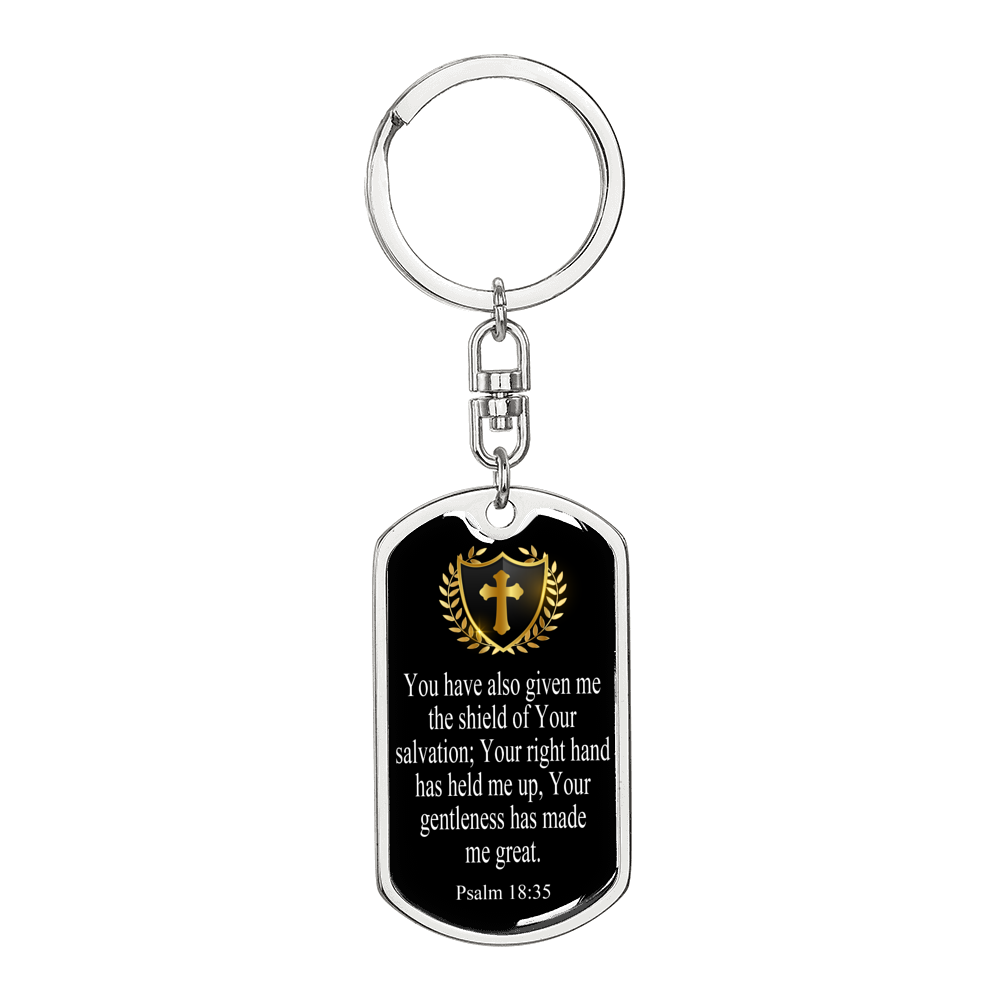 Shield Of Salvation Swivel Keychain Dog Tag Stainless Steel or 18k Gold-Express Your Love Gifts