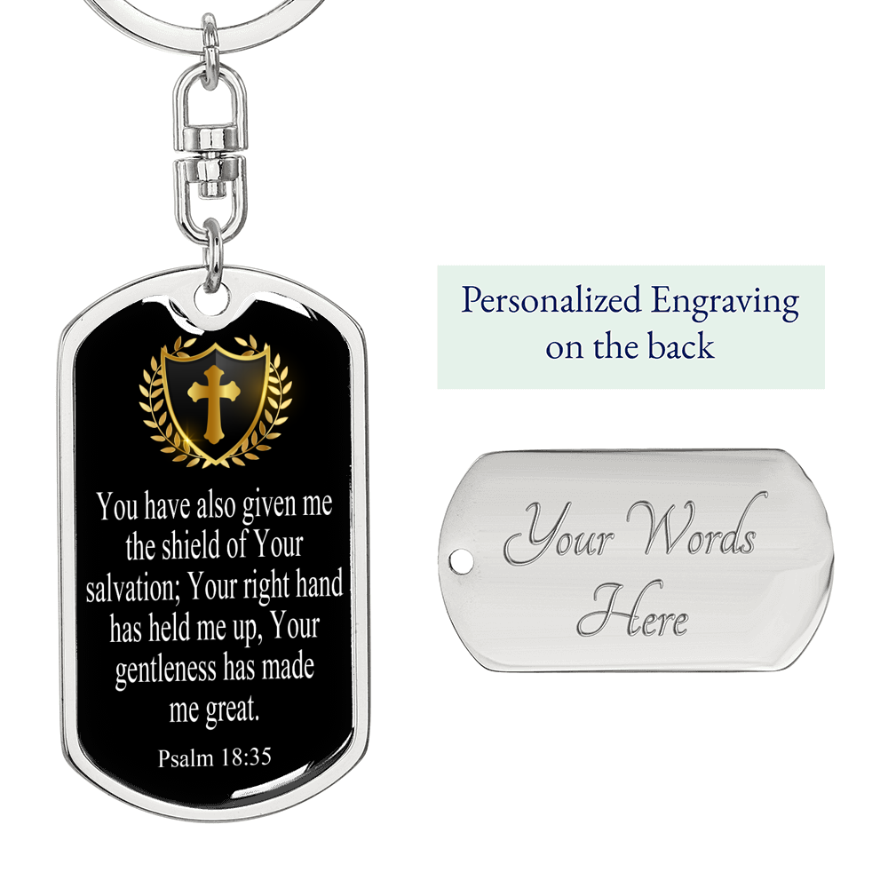 Shield Of Salvation Swivel Keychain Dog Tag Stainless Steel or 18k Gold-Express Your Love Gifts