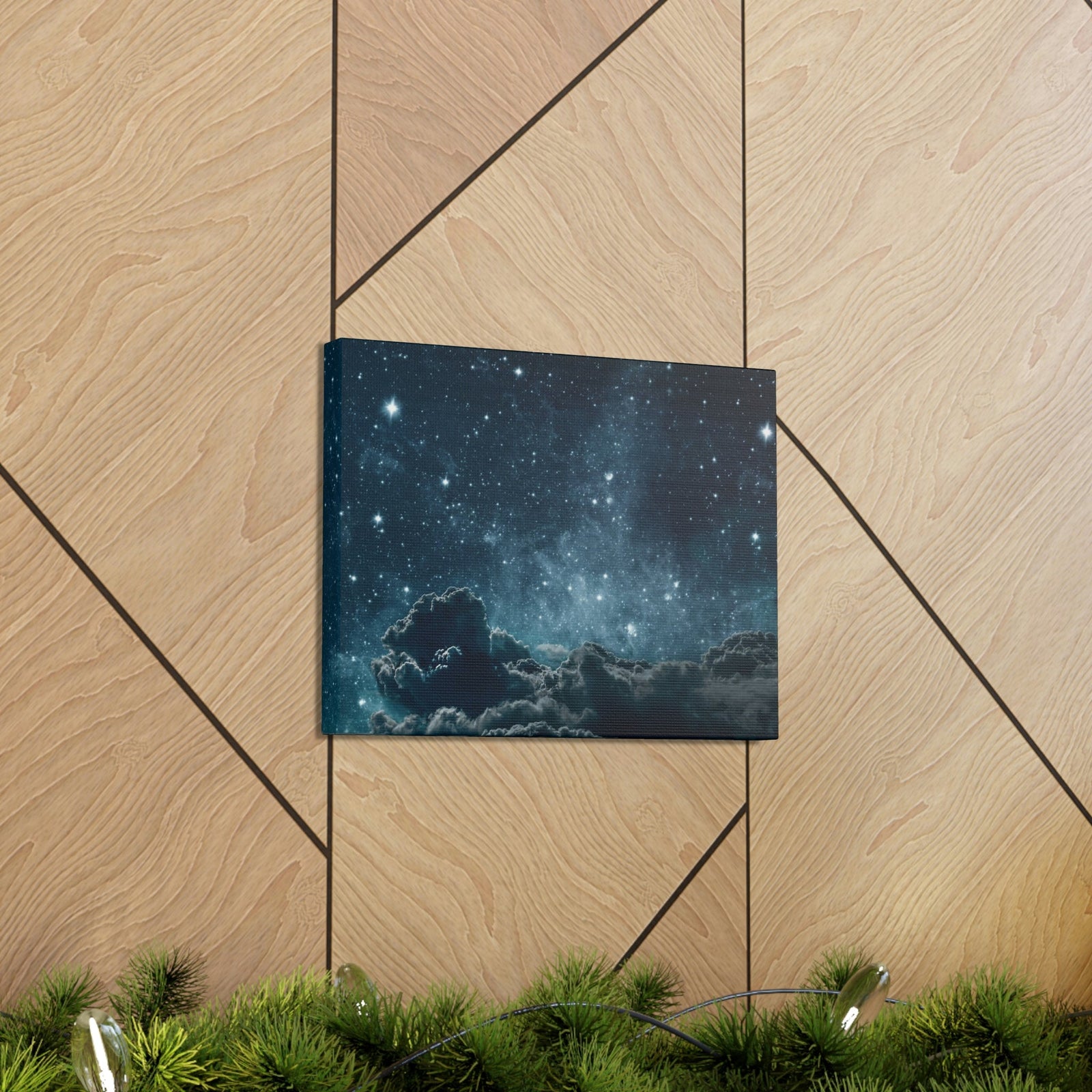 Shining Stars at the Night Sky Scene Beautiful Incredible and Astounding Cloudy Night Beauty Nature Scene Starry Sky at Night Wall Art Ready to Hang Unframed-Express Your Love Gifts