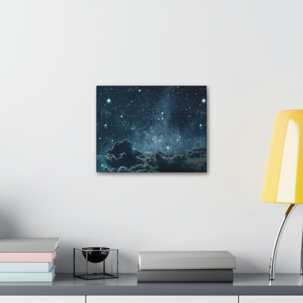 Shining Stars at the Night Sky Scene Beautiful Incredible and Astounding Cloudy Night Beauty Nature Scene Starry Sky at Night Wall Art Ready to Hang Unframed-Express Your Love Gifts