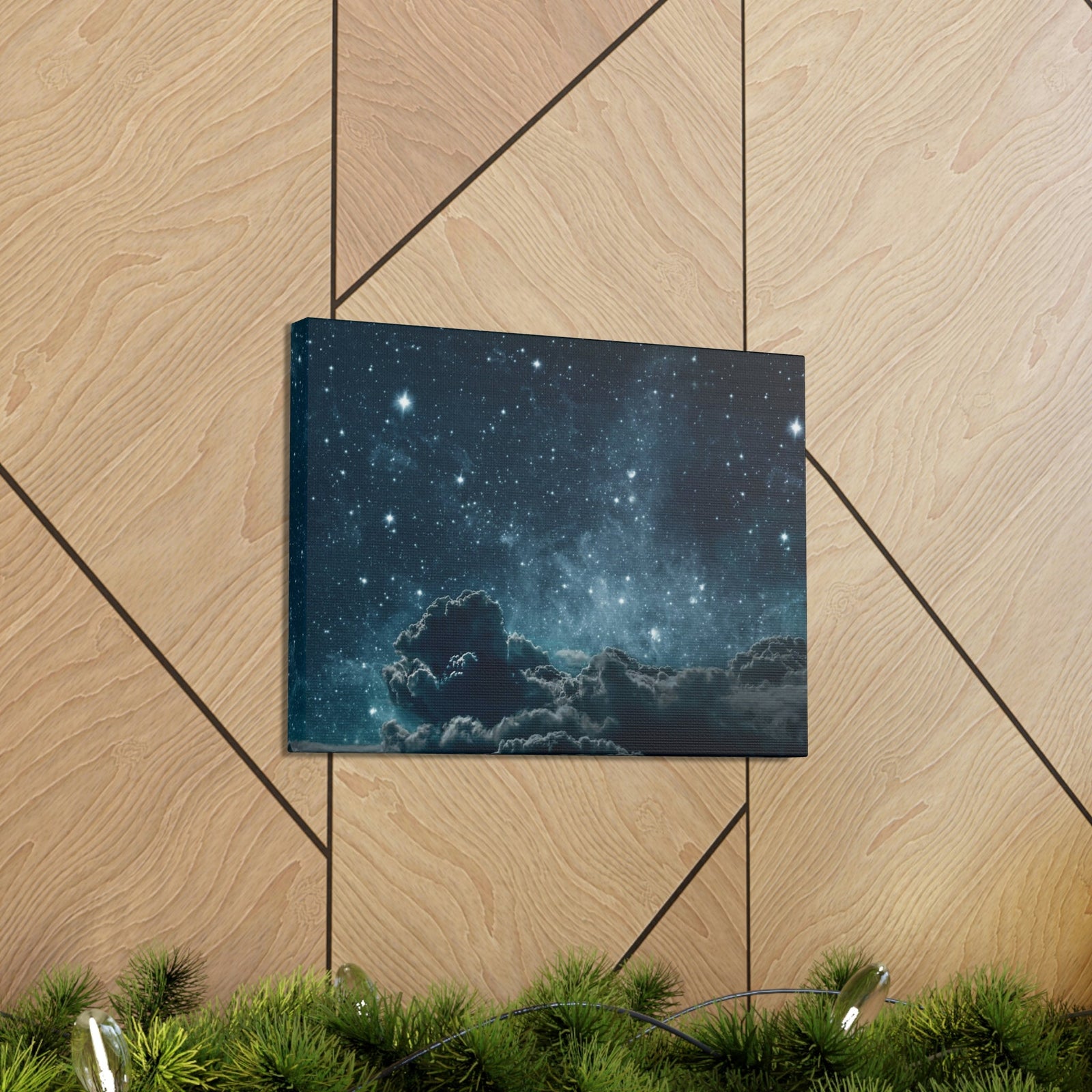 Shining Stars at the Night Sky Scene Beautiful Incredible and Astounding Cloudy Night Beauty Nature Scene Starry Sky at Night Wall Art Ready to Hang Unframed-Express Your Love Gifts