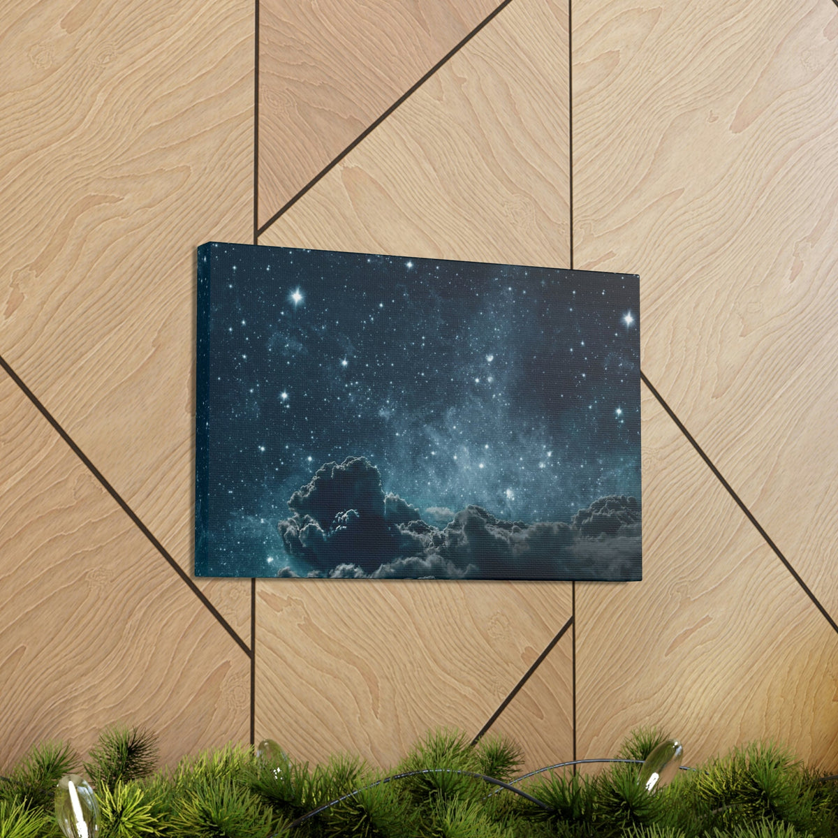 Shining Stars at the Night Sky Scene Beautiful Incredible and Astounding Cloudy Night Beauty Nature Scene Starry Sky at Night Wall Art Ready to Hang Unframed-Express Your Love Gifts