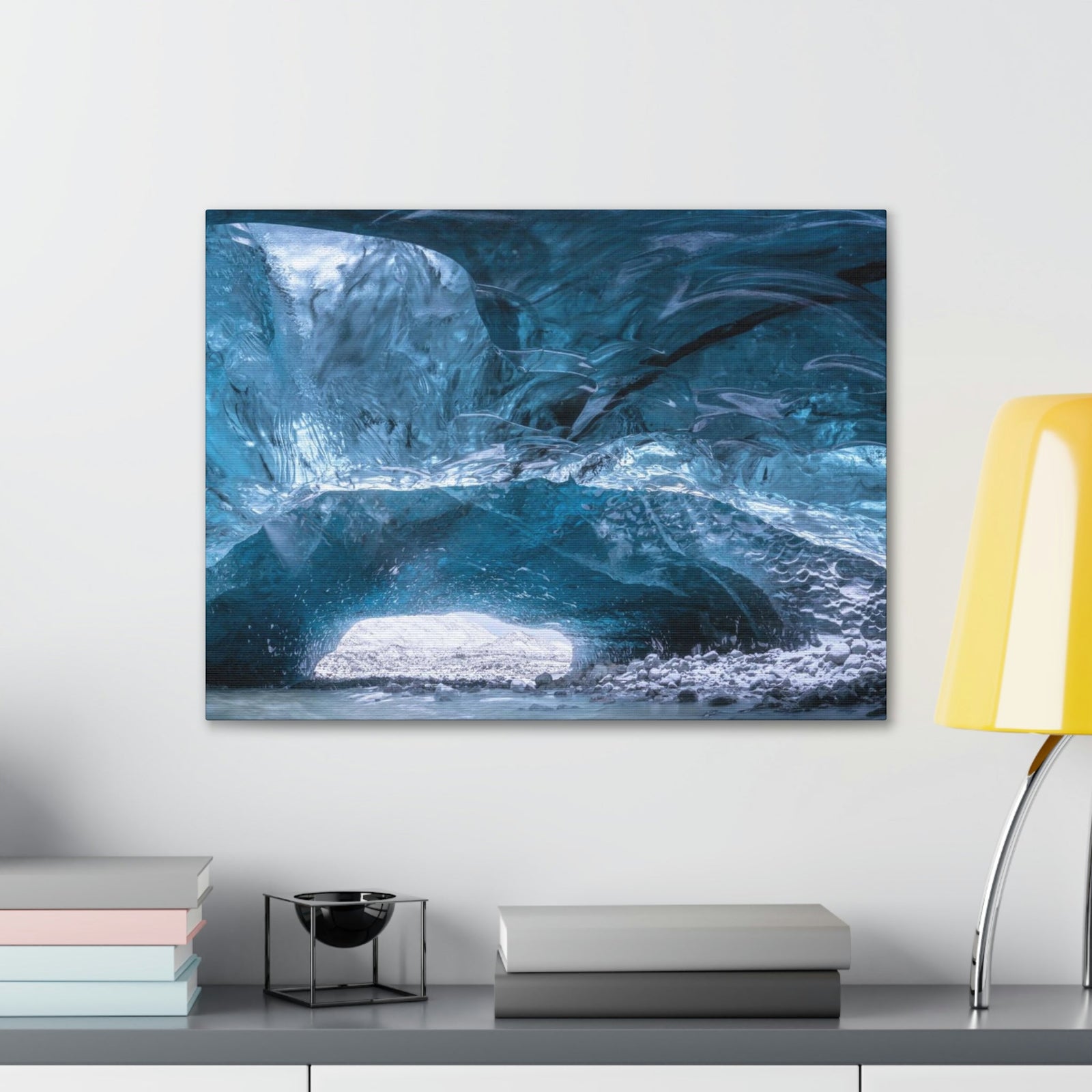 Shocking View Inside an Ice Cave Scene Beautiful Extraordinary and Surprising Cave Beauty Nature Scene Big Thousand Year Ice Cave Wall Art Ready to Hang Unframed-Express Your Love Gifts