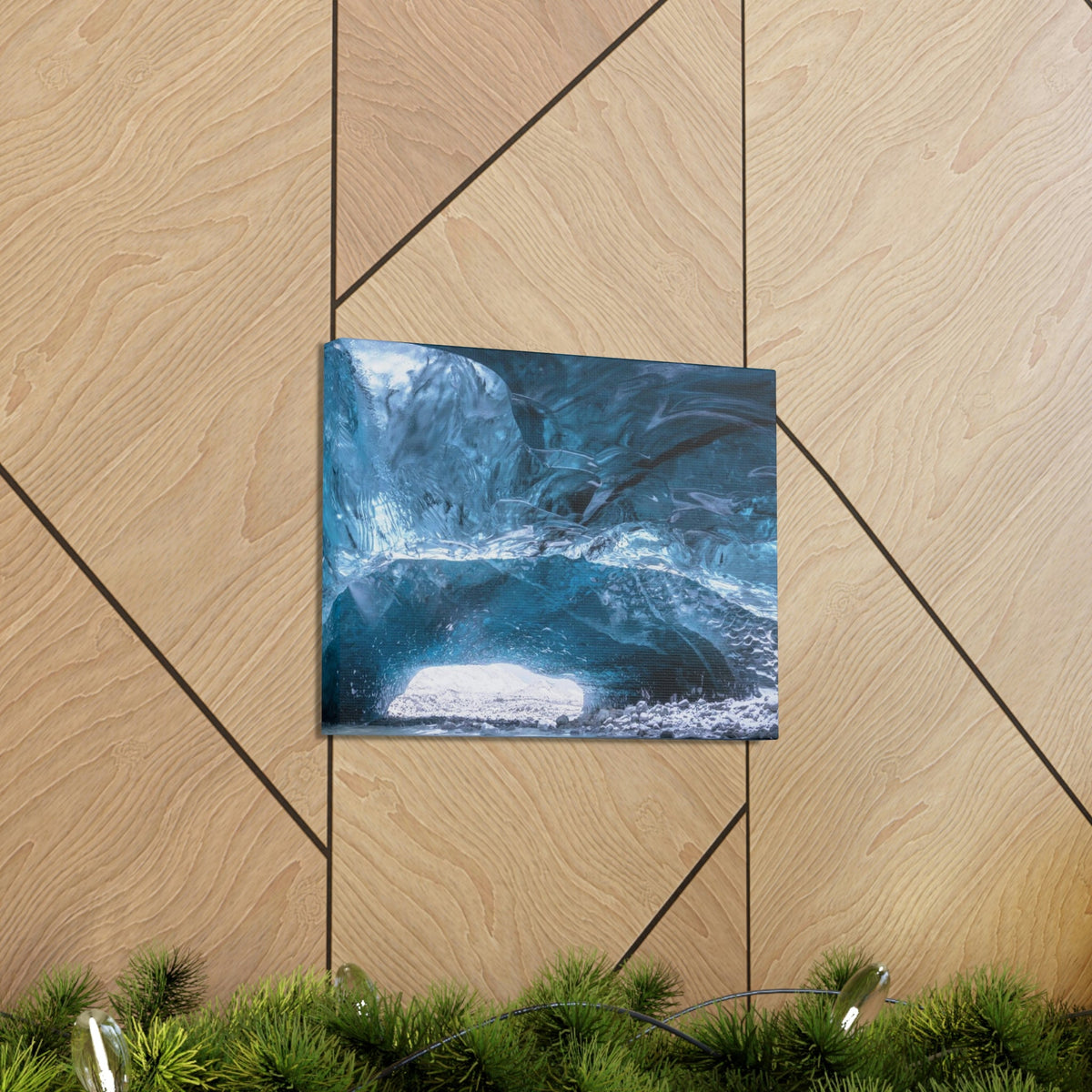 Shocking View Inside an Ice Cave Scene Beautiful Extraordinary and Surprising Cave Beauty Nature Scene Big Thousand Year Ice Cave Wall Art Ready to Hang Unframed-Express Your Love Gifts