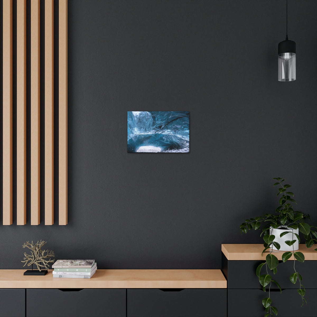 Shocking View Inside an Ice Cave Scene Beautiful Extraordinary and Surprising Cave Beauty Nature Scene Big Thousand Year Ice Cave Wall Art Ready to Hang Unframed-Express Your Love Gifts