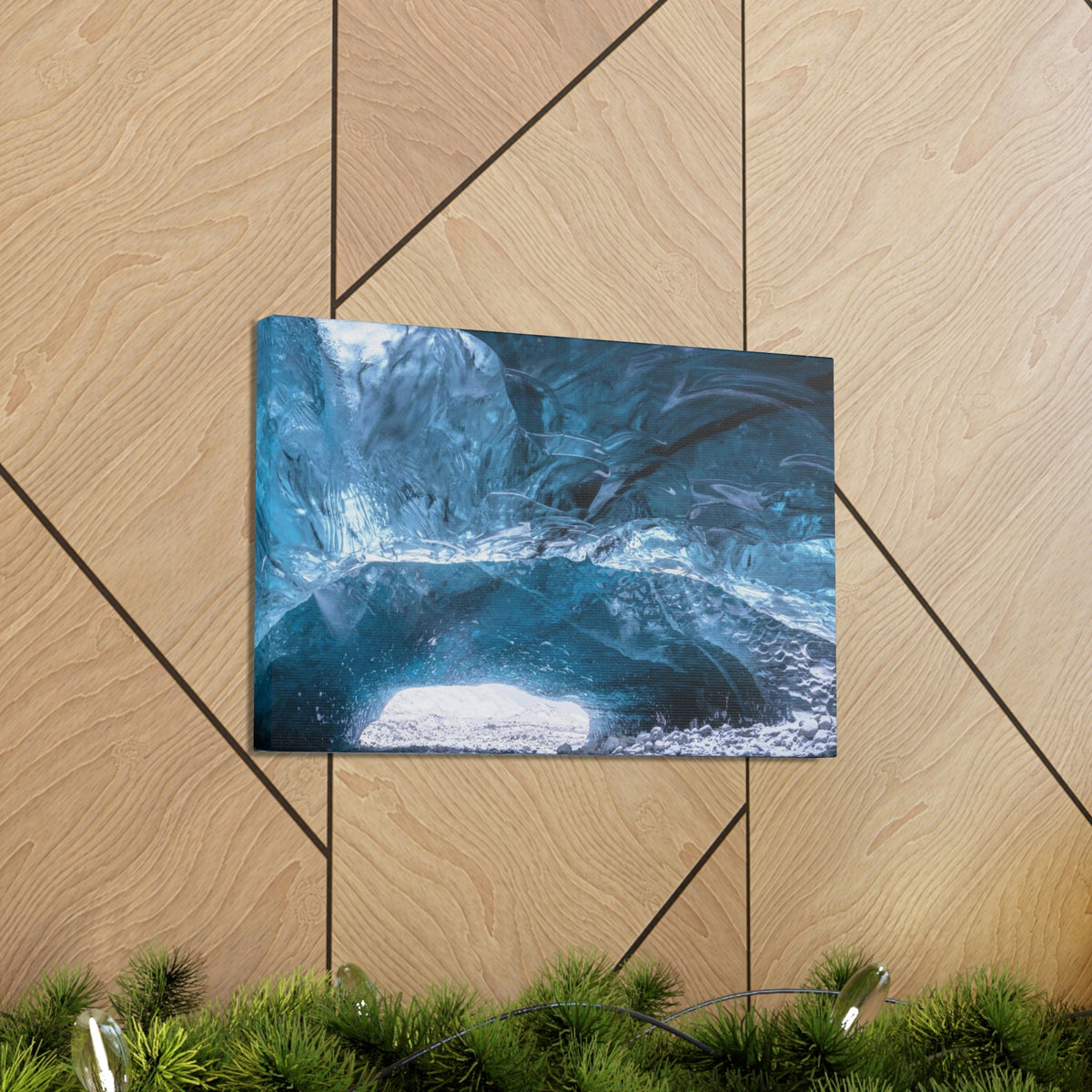 Shocking View Inside an Ice Cave Scene Beautiful Extraordinary and Surprising Cave Beauty Nature Scene Big Thousand Year Ice Cave Wall Art Ready to Hang Unframed-Express Your Love Gifts