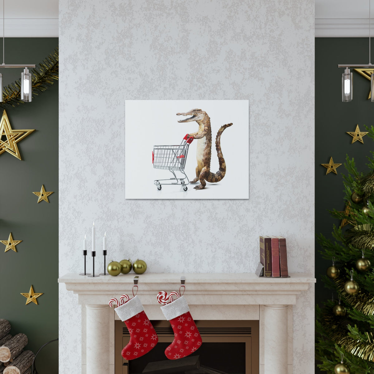 Shopping Alligator Wall Art Canvas Unframed-Express Your Love Gifts