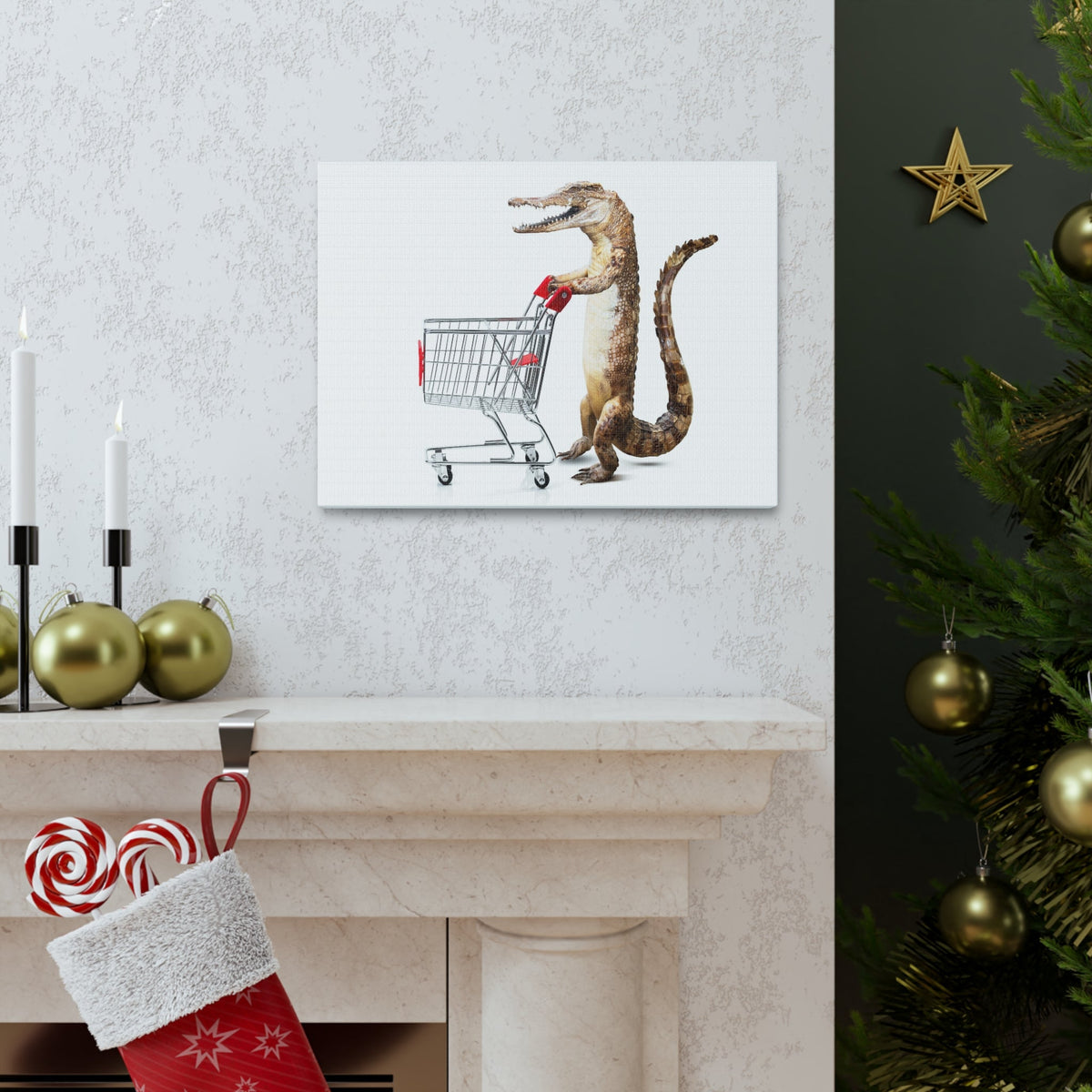 Shopping Alligator Wall Art Canvas Unframed-Express Your Love Gifts