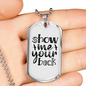 Show Me Your Back Necklace Stainless Steel or 18k Gold Dog Tag 24" Chain-Express Your Love Gifts