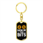 Show Me Your Bits Crypto Keychain Stainless Steel or 18k Gold Dog Tag Keyring-Express Your Love Gifts