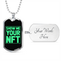 Show me Your NFT Crypto Necklace Stainless Steel or 18k Gold Dog Tag 24" Chain-Express Your Love Gifts