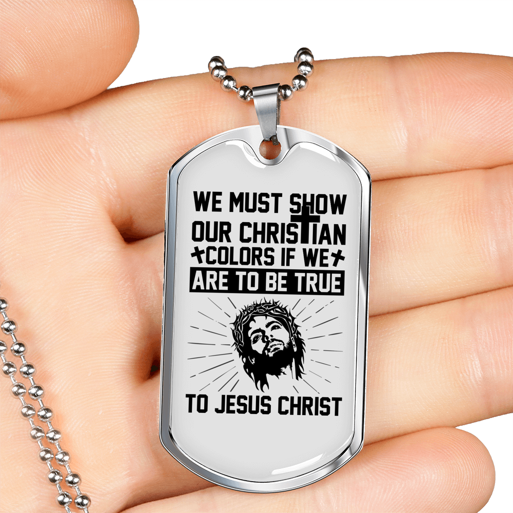 Show Our Christian Christian Necklace Stainless Steel or 18k Gold Dog Tag 24" Chain-Express Your Love Gifts