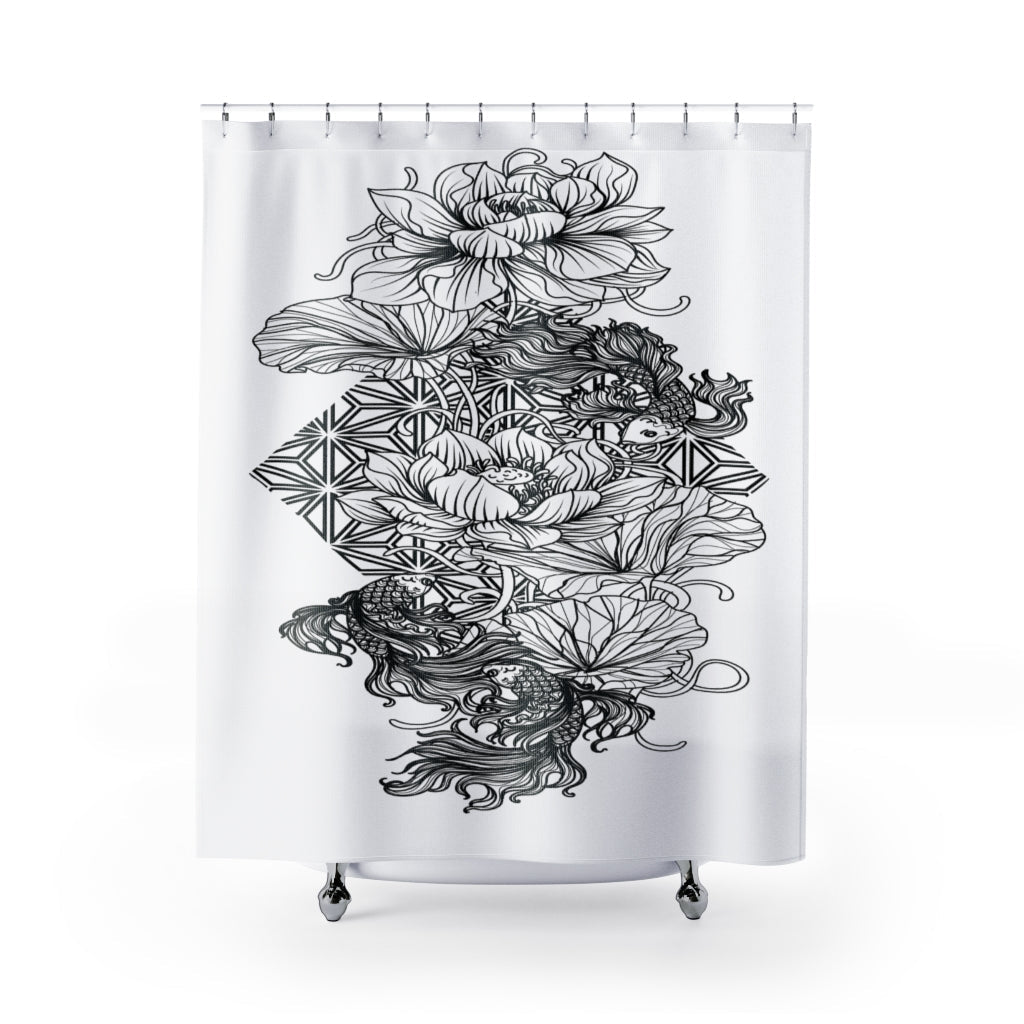 Siamese Fighting Fish Stylish Design 71" x 74" Elegant Waterproof Shower Curtain for a Spa-like Bathroom Paradise Exceptional Craftsmanship-Express Your Love Gifts