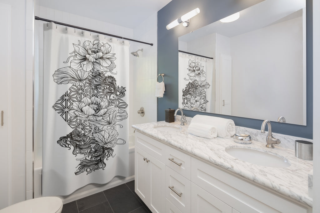 Siamese Fighting Fish Stylish Design 71" x 74" Elegant Waterproof Shower Curtain for a Spa-like Bathroom Paradise Exceptional Craftsmanship-Express Your Love Gifts