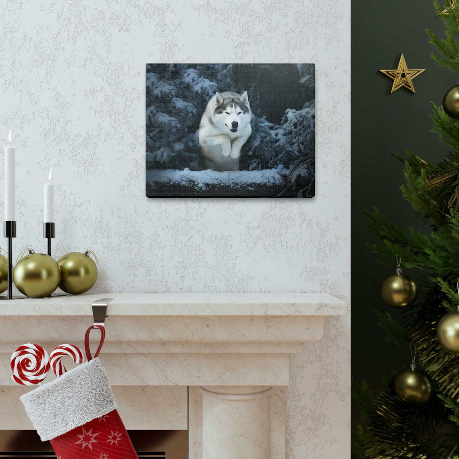 Scripture Walls Siberian Husky Hunting Siberian Husky on Hunt Print Animal Wall Art Wildlife Canvas Prints Wall Art Ready to Hang Unframed-Express Your Love Gifts