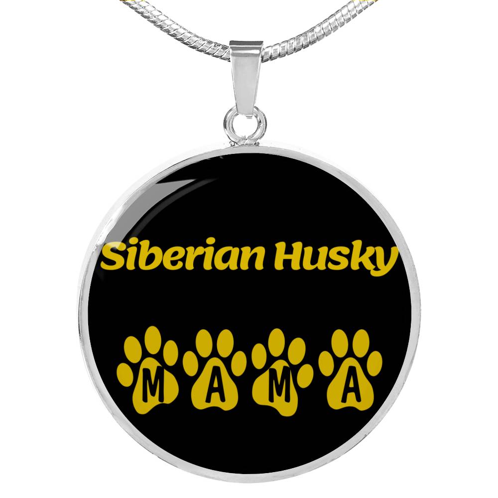 Siberian Husky Mama Circle Necklace Stainless Steel or 18k Gold 18-22" Dog Owner Lover-Express Your Love Gifts