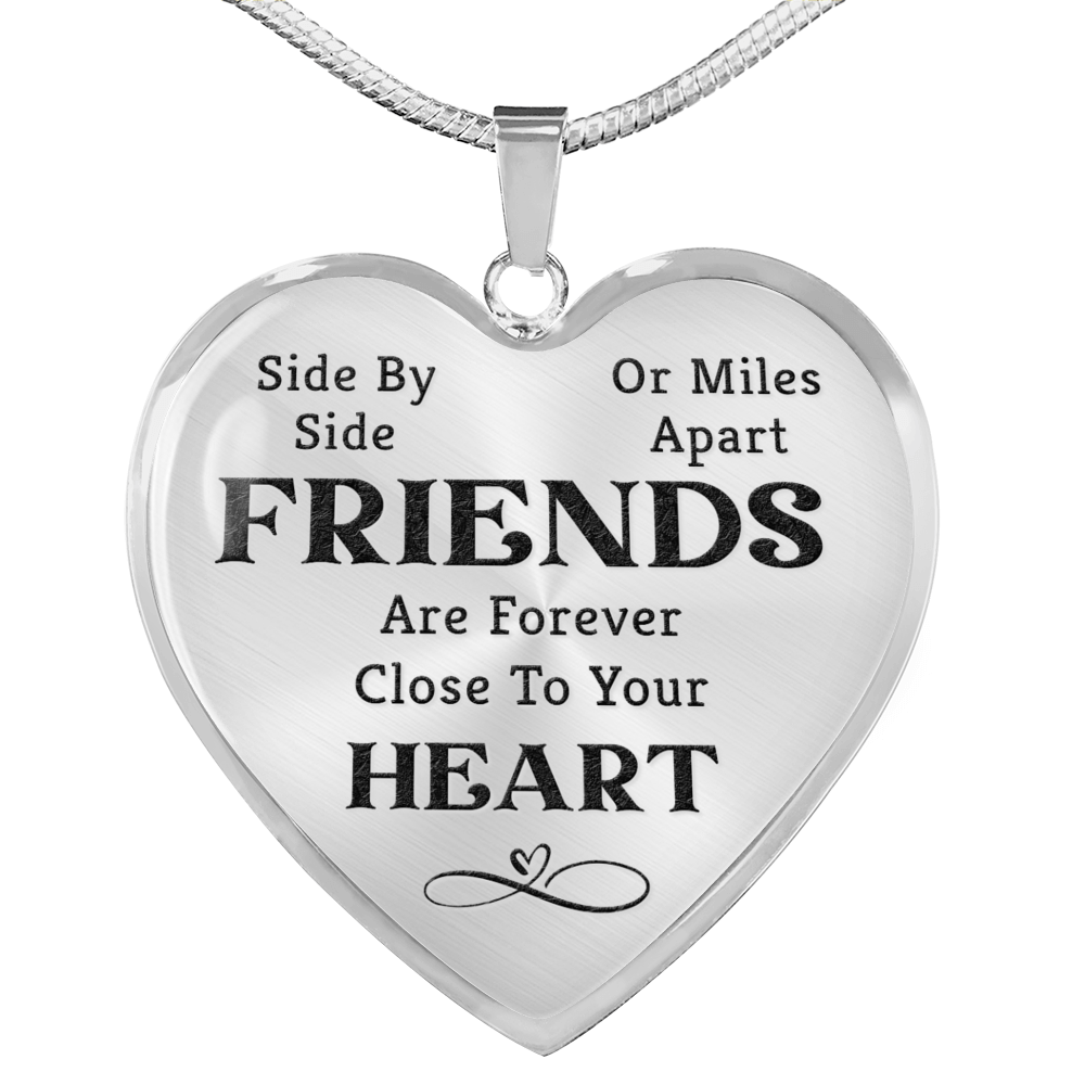 Side By Side Necklace Stainless Steel or 18k Gold Heart 18-22"-Express Your Love Gifts