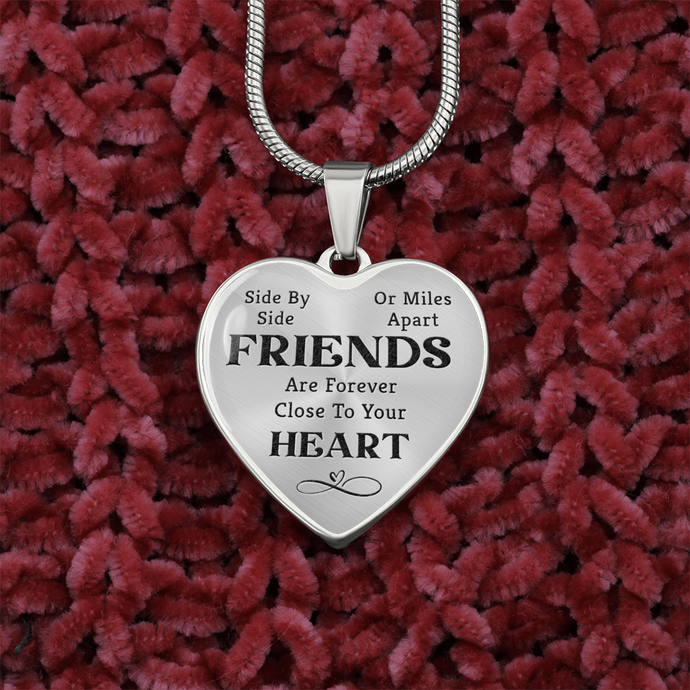 Side By Side Necklace Stainless Steel or 18k Gold Heart 18-22"-Express Your Love Gifts