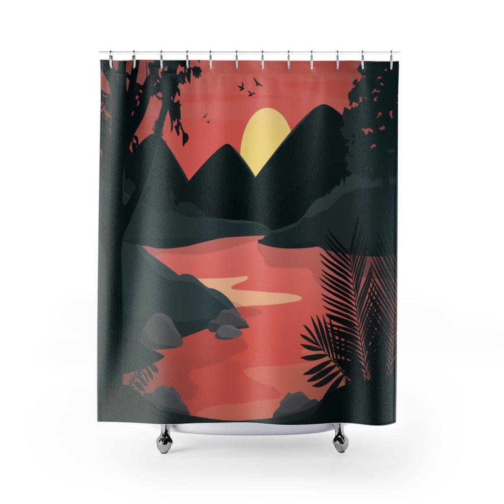 Side River Cartoon Stylish Design 71" x 74" Elegant Waterproof Shower Curtain for a Spa-like Bathroom Paradise Exceptional Craftsmanship99.95-Express Your Love Gifts