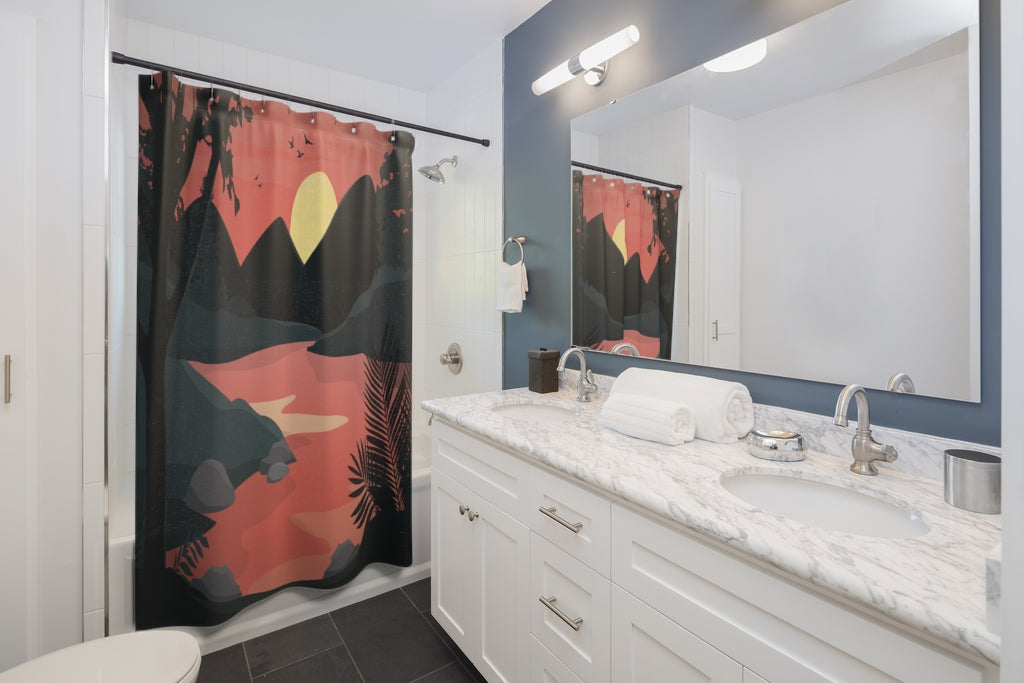 Side River Cartoon Stylish Design 71" x 74" Elegant Waterproof Shower Curtain for a Spa-like Bathroom Paradise Exceptional Craftsmanship99.95-Express Your Love Gifts