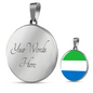 Sierra Leone Flag Necklace Circle Pendant Stainless Steel or 18k Gold 18-22"-Express Your Love Gifts