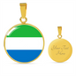Sierra Leone Flag Necklace Circle Pendant Stainless Steel or 18k Gold 18-22"-Express Your Love Gifts