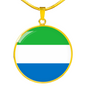 Sierra Leone Flag Necklace Circle Pendant Stainless Steel or 18k Gold 18-22"-Express Your Love Gifts