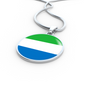 Sierra Leone Flag Necklace Circle Pendant Stainless Steel or 18k Gold 18-22"-Express Your Love Gifts