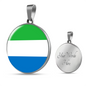 Sierra Leone Flag Necklace Circle Pendant Stainless Steel or 18k Gold 18-22"-Express Your Love Gifts