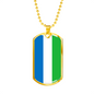 Sierra Leone Flag Necklace Stainless Steel or 18k Gold Dog Tag 24" Chain-Express Your Love Gifts